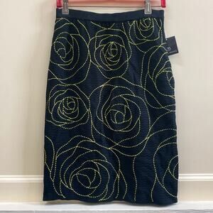 Ming Wang women’s small NWT black with green embroidery skirt